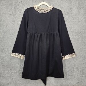 FRANNY‎ Black Lace Collar Babydoll Dress Long Sleeve Women's Size Small